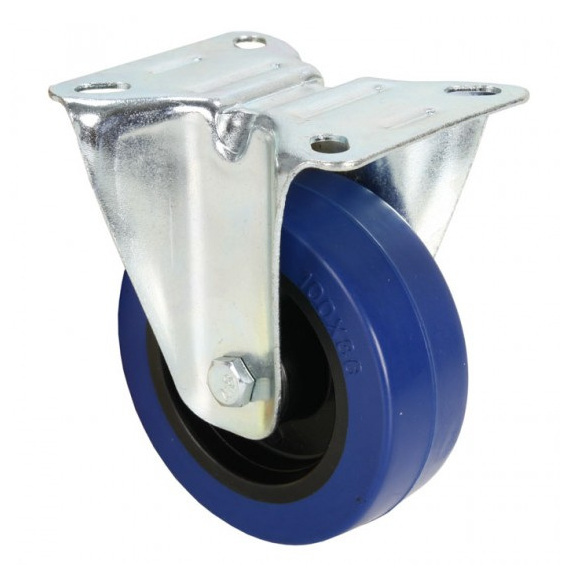 Fixed Castor Premium Grade - Blue Wheel 100mm 