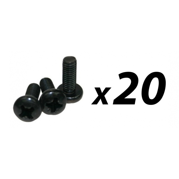 Pack of 20 Screw M6 x 40mm pan pozi black