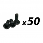 Pack of 50 Screw M6 x 40mm pan pozi black