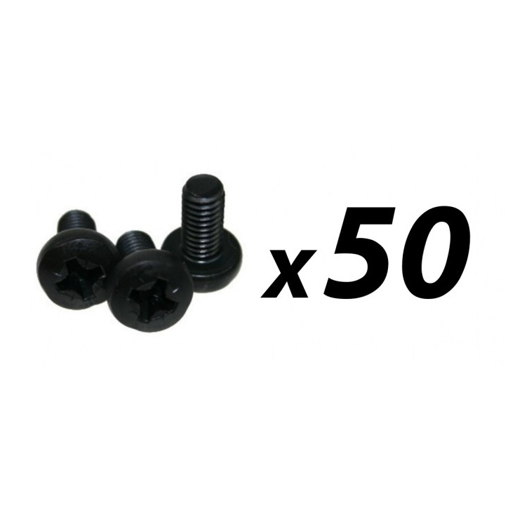 Pack of 50 Screw M6 x 12mm pan pozi black