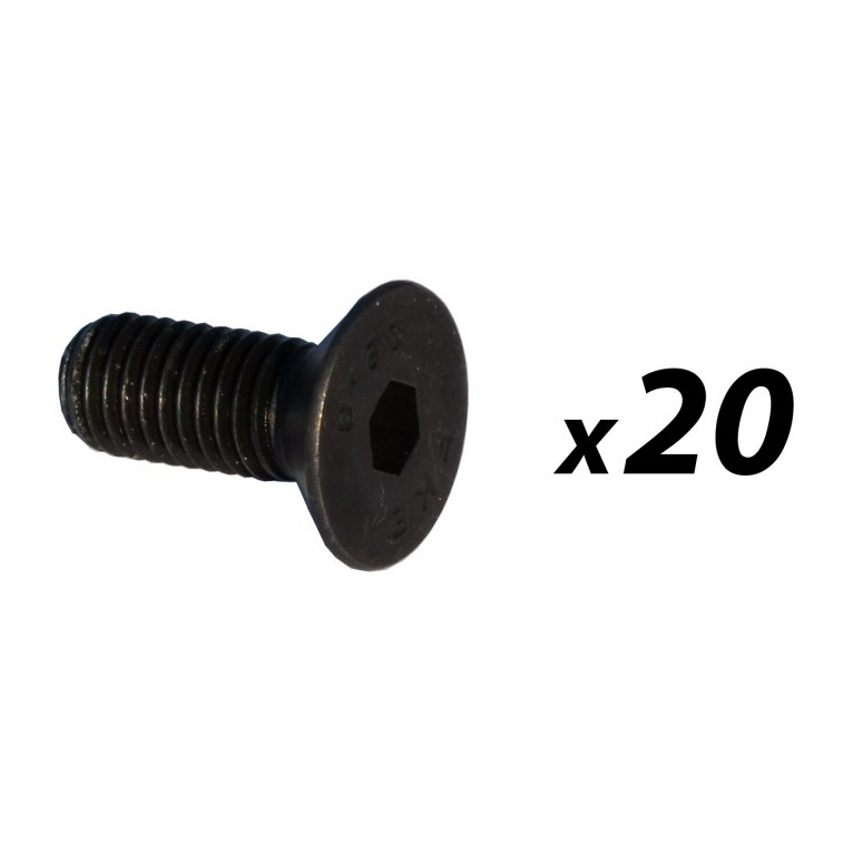 Pack of 20 Countersunk Hex Head Bolt M10 x 20mm  (Black)