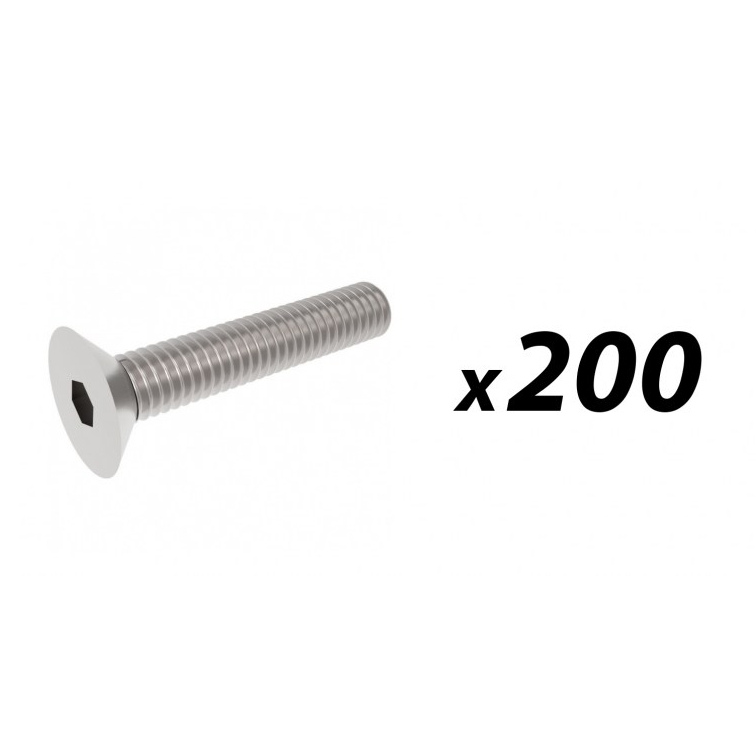 200 Pack of M6 x 30mm Countersunk Hex Head Screw/Bolt ZINC