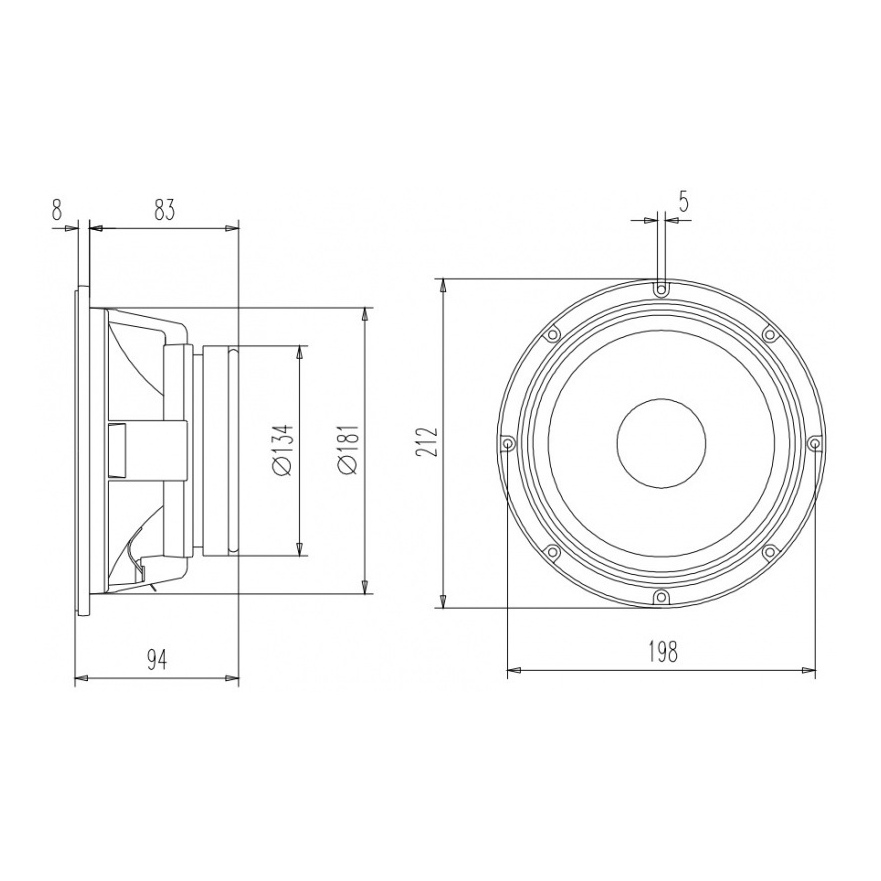 Beyma 8MI100 - 8 inch 250W 8 Ohm