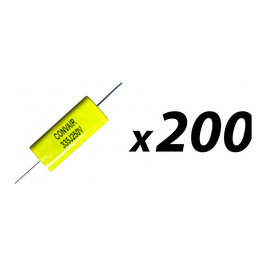 200 Pack of Crossover Capacitor Metallised Polypropylene 3.3uF Narrow Format