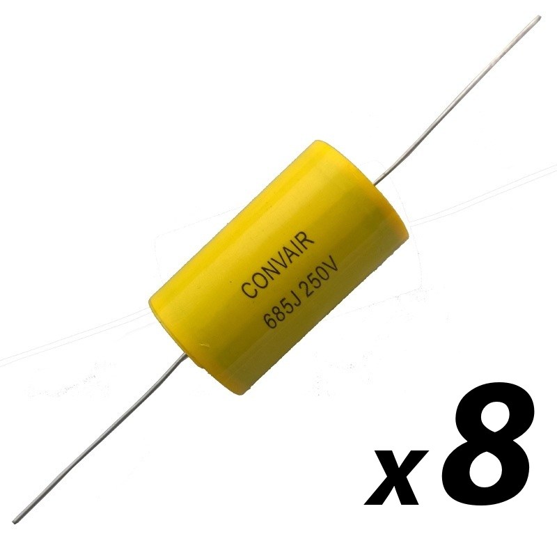 Pack of 8 Crossover Capacitor Metallised Polypropylene 6.8uF