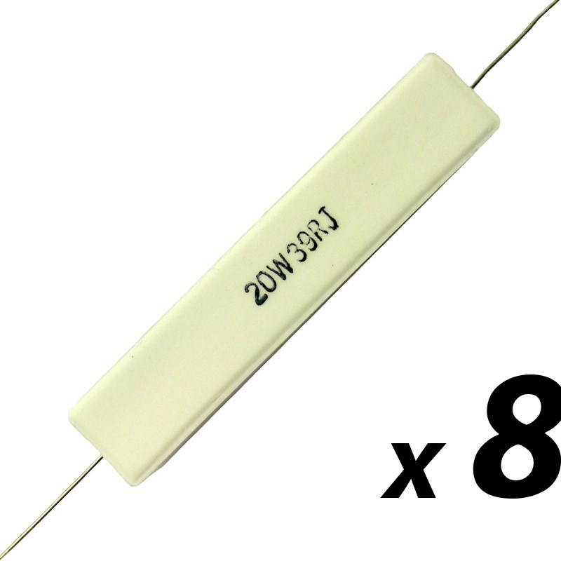 8 Pack of Cement Resistor SQP 20W 39 Ohm (axial)