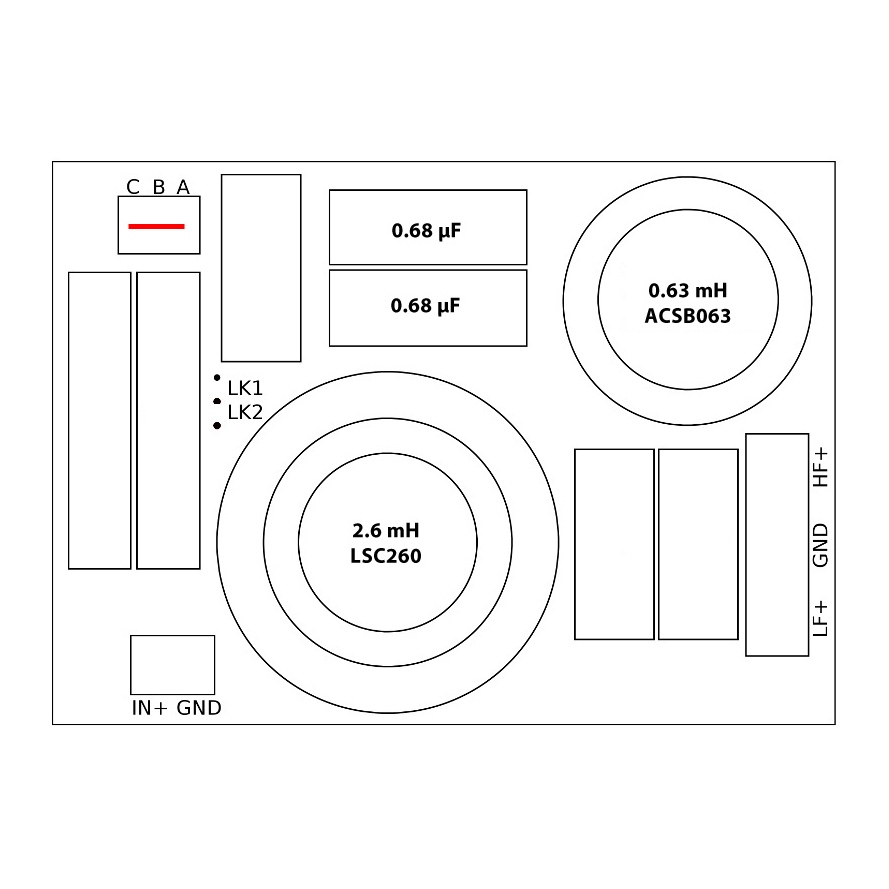 Custom Crossover for 2 x 8CX21 (16 ohm series configuration)