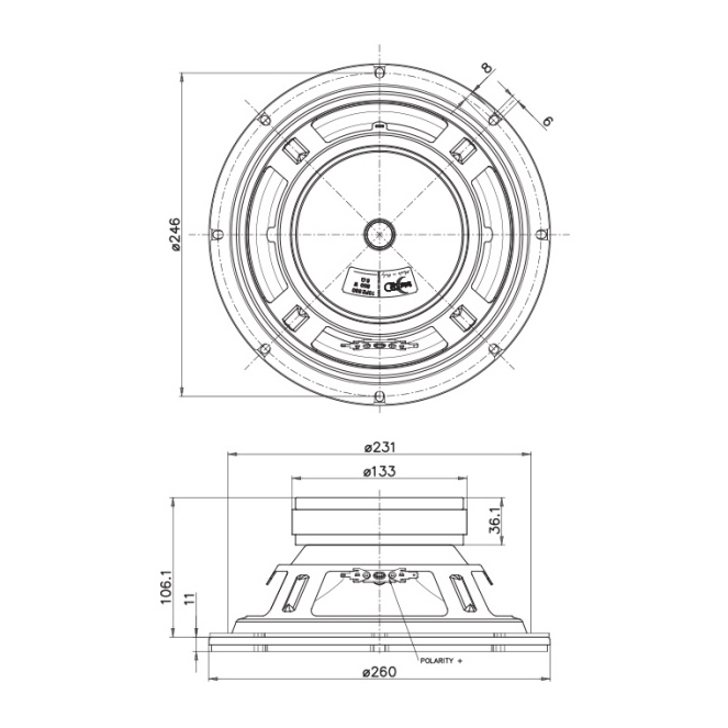 Faital Pro 10FE330 - 10 inch 250W 8 Ohm Loudspeaker