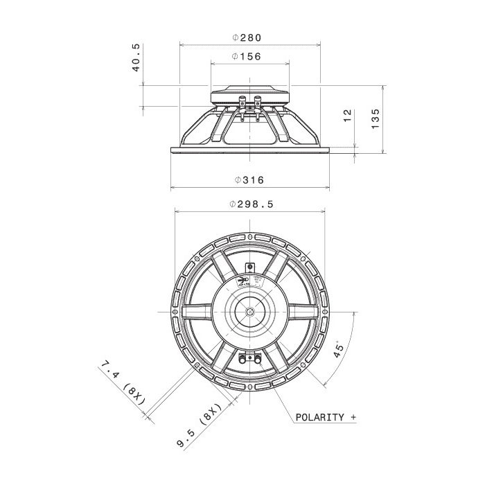 Faital Pro 12PR310 - 12 inch 300W 16 Ohm Loudspeaker