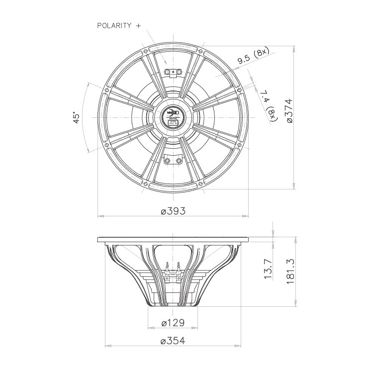 Faital Pro 15FH500 - 15 inch 500W 8 Ohm Loudspeaker