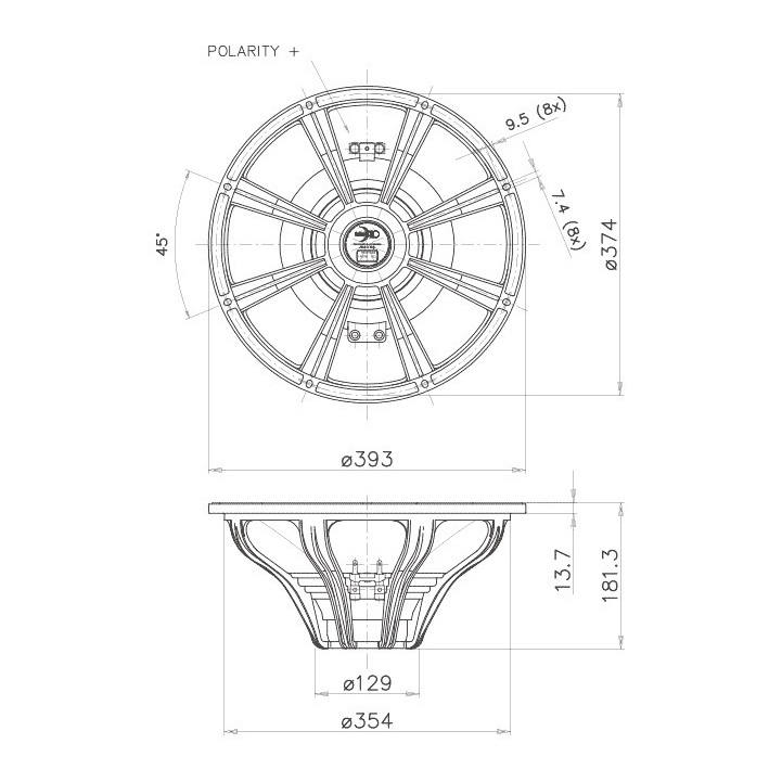 Faital Pro 15HP1020 - 15 inch 700W 8 Ohm Loudspeaker