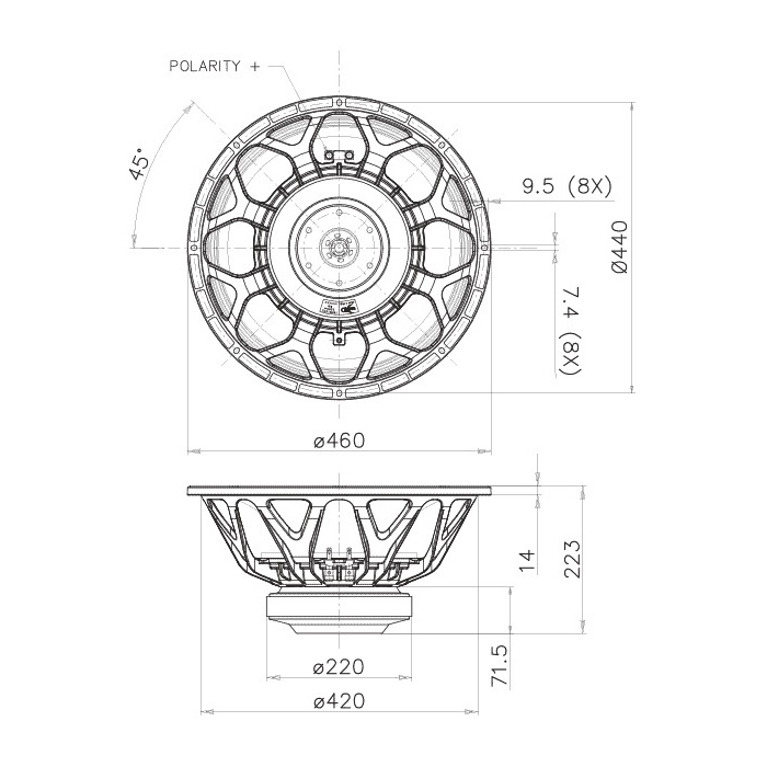 Faital Pro 18HW1070 - 18 inch 1600W 8 Ohm Loudspeaker