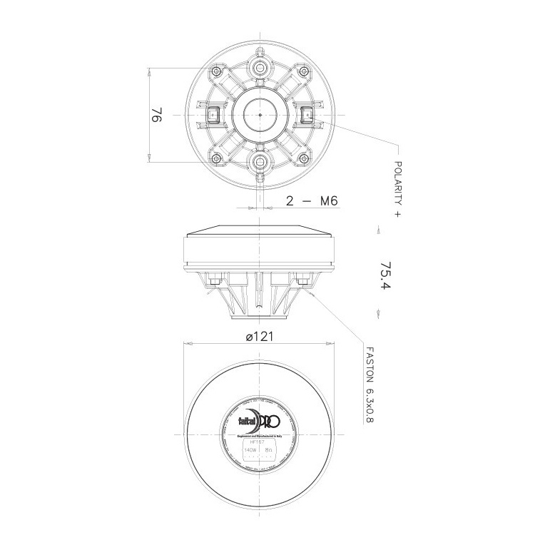 Faital Pro HF107 1 inch Compression Driver 70 W 8 Ohm