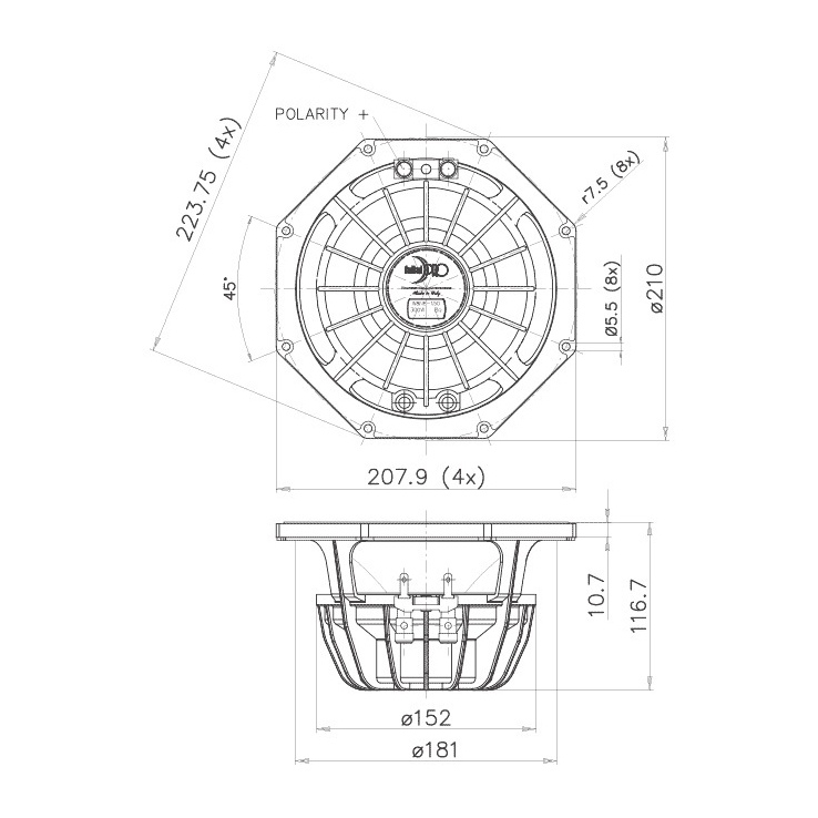 Faital Pro W8N8-150 8 inch 150W 8 Ohm