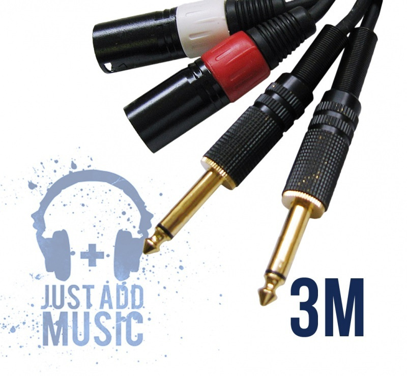 JAM 3m Twin Male XLR to Gold Plated 6.35mm TS Jack