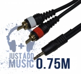 JAM Mini Jack to 2 x RCA Phono Cable Plastic connectors 0.75m