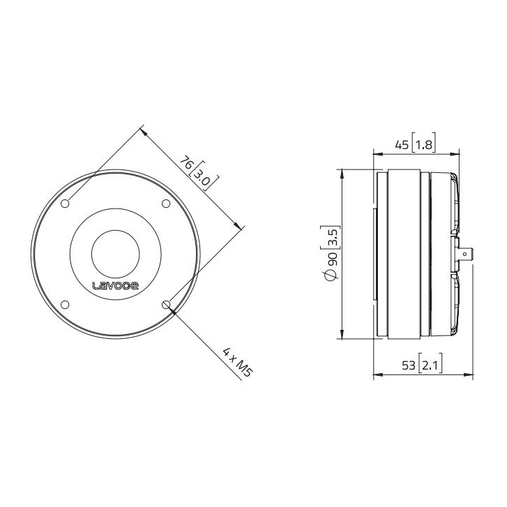 Lavoce DF10.14-16 - 1 inch 30W 16 Ohm Compression Driver