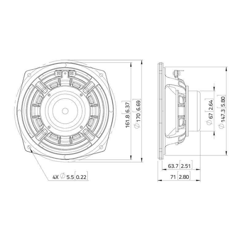 Lavoce MAN062.00-16 - 6.5 inch 250W 16 Ohm Loudspeaker