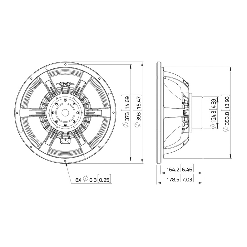 Lavoce WAN154.02 - 15 inch 700W 8 Ohm Loudspeaker