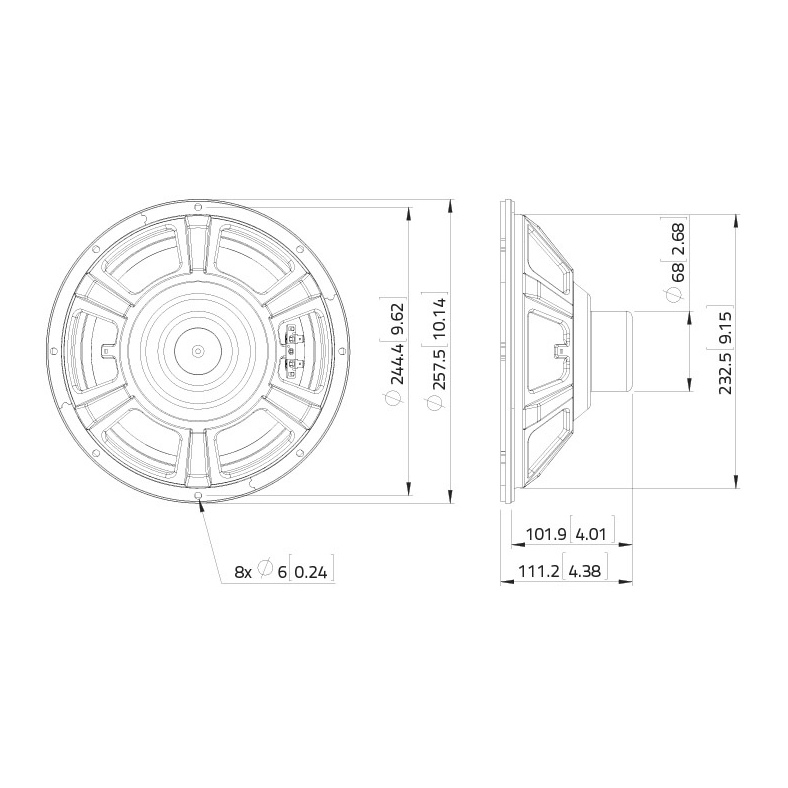 Lavoce NBASS10-20 10 inch  Speaker Driver 150W 8 Ohm