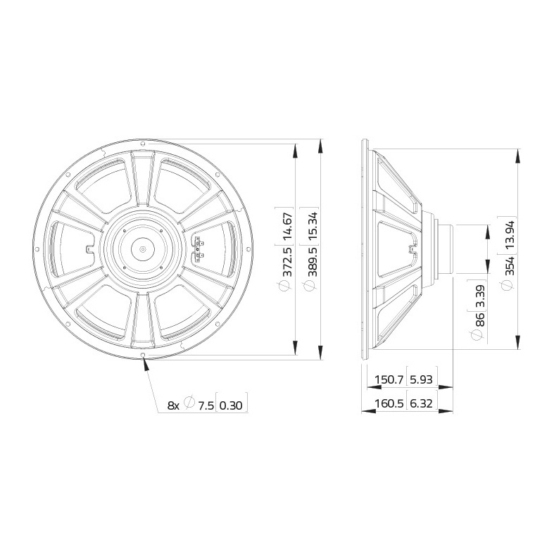 Lavoce WSN152.50 - 15 inch 250W 8 Ohm Loudspeaker