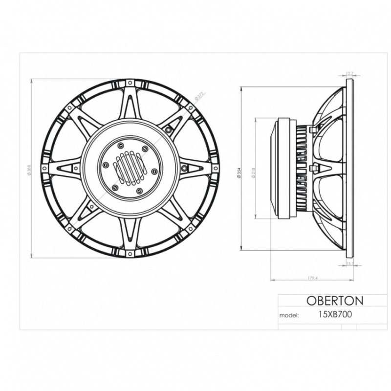 Oberton 15XB700 - 15 inch 1000W 8 Ohm