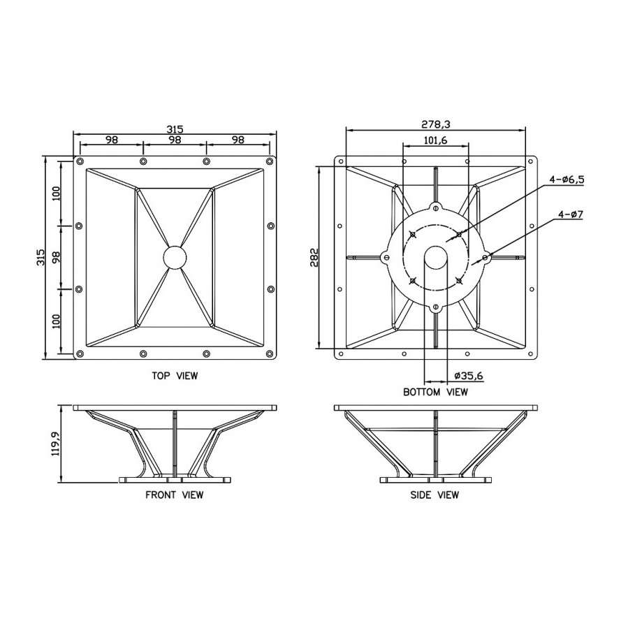 P-Audio PH-94 1.4 inch Horn Flare Wave Guide