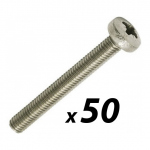 50 Pack of Tuff Cab M6 x 50mm Pozi Pan Head Screw Zinc Plated