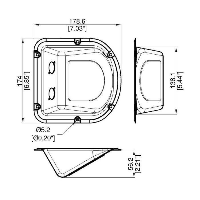 Tuff Cab Recessed Dish punched for 2x Neutrik D-Series sockets (NL4MP)