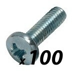 100 Pack of Tuff Cab M5 x 20mm Pozi Pan Head Screw Zinc Plated