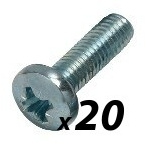 20 Pack of Tuff Cab M5 x 20mm Pozi Pan Head Screw Zinc Plated