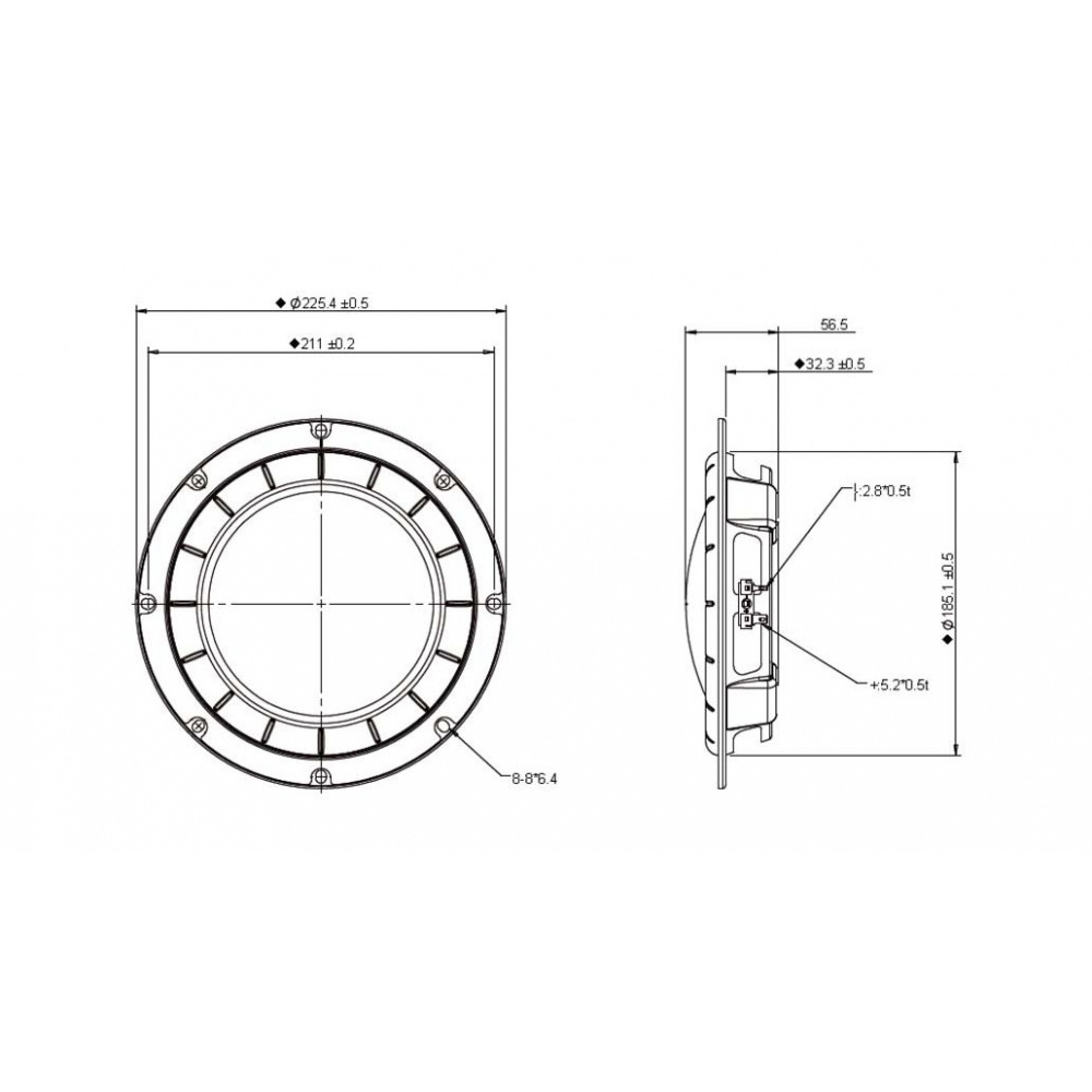 Peerless GBS-200F35CP02-04  8 inch  150WLow Profile Woofer